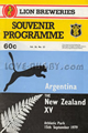 New Zealand v Argentina 1979 rugby  Programme